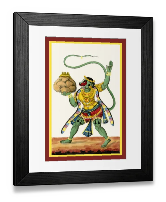 Framed Print : Hanumān depicted in pratyalidha Framed Print : Hanumān depicted in pratyalidha