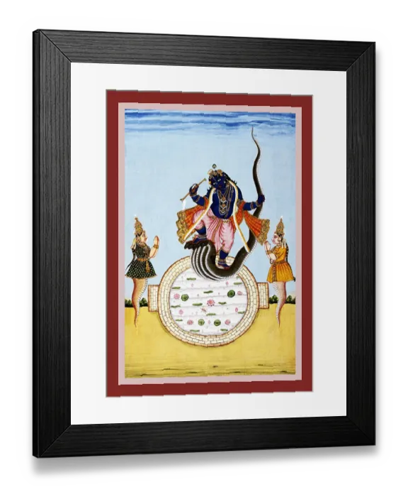 Framed Print : Krishna standing on the hood of the serpent Kaliya Framed Print : Krishna standing on the hood of the serpent Kaliya