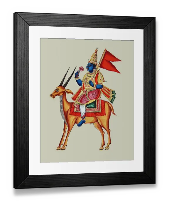 Framed Print : Vāyu rides on an antelope Framed Print : Vāyu rides on an antelope