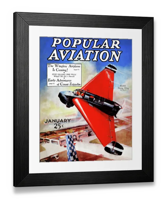 Framed Print : Flying Wing Plane over an airfield with a racing tower Framed Print : Flying Wing Plane over an airfield with a racing tower