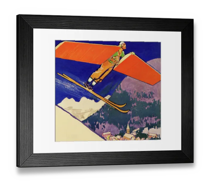 Framed Print : Skier lifts off with personal set of wings
