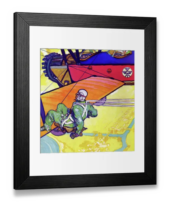 Framed Print : Parachutist Jumps from Biplane's Wing Framed Print : Parachutist Jumps from Biplane's Wing