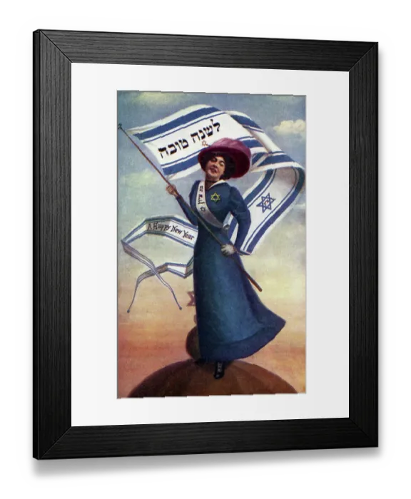 Framed Print : Happy New Year Banner Woman Framed Print : Happy New Year Banner Woman