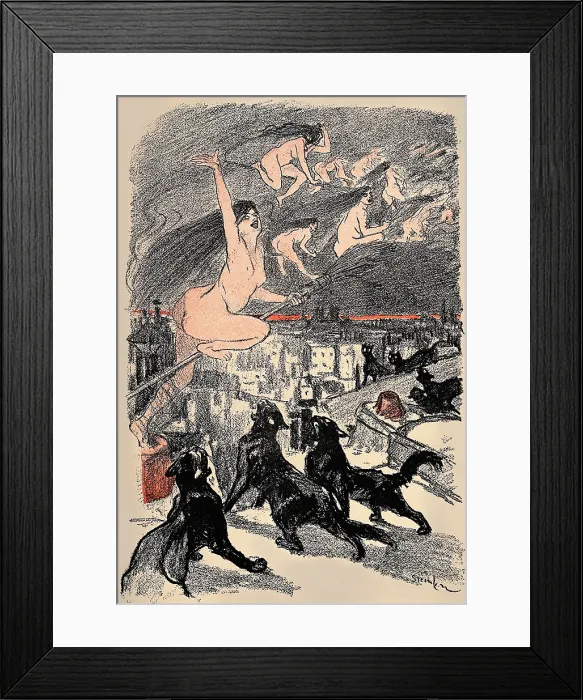 Framed Print : Black Cat Howl at the Witches Framed Print : Black Cat Howl at the Witches