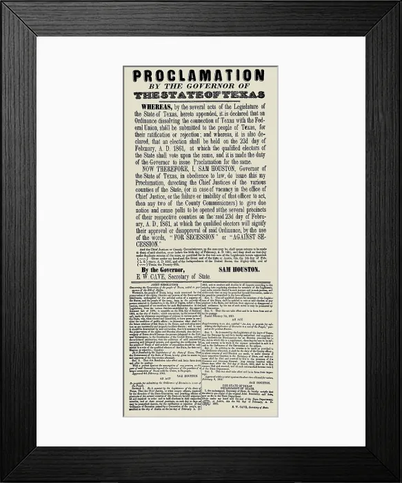 Framed Print : Proclamation by the Governor of the State of Texas Framed Print : Proclamation by the Governor of the State of Texas