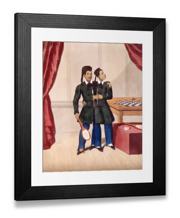 Framed Print : Chang and Eng in the Game Room Framed Print : Chang and Eng in the Game Room