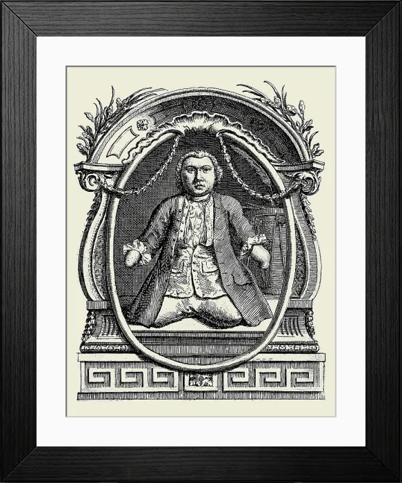 Framed Print : Matthias Buchinger, a phocomelic. Etching Framed Print : Matthias Buchinger, a phocomelic. Etching