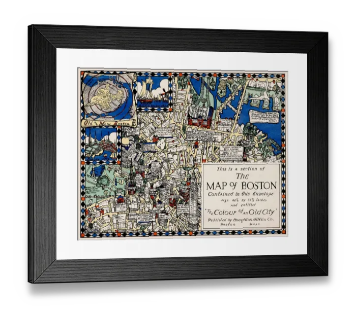 Framed Print : Section of the Map of Boston Framed Print : Section of the Map of Boston