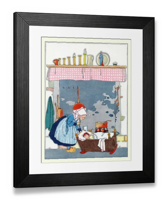 Framed Print : Hush now. Illustrated page from 'Nursery Friends Framed Print : Hush now. Illustrated page from 'Nursery Friends