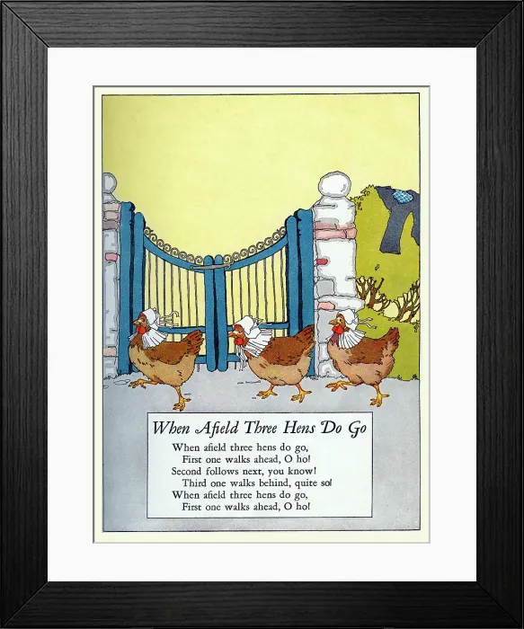 Framed Print : When Afield Three Hens Do Go Framed Print : When Afield Three Hens Do Go