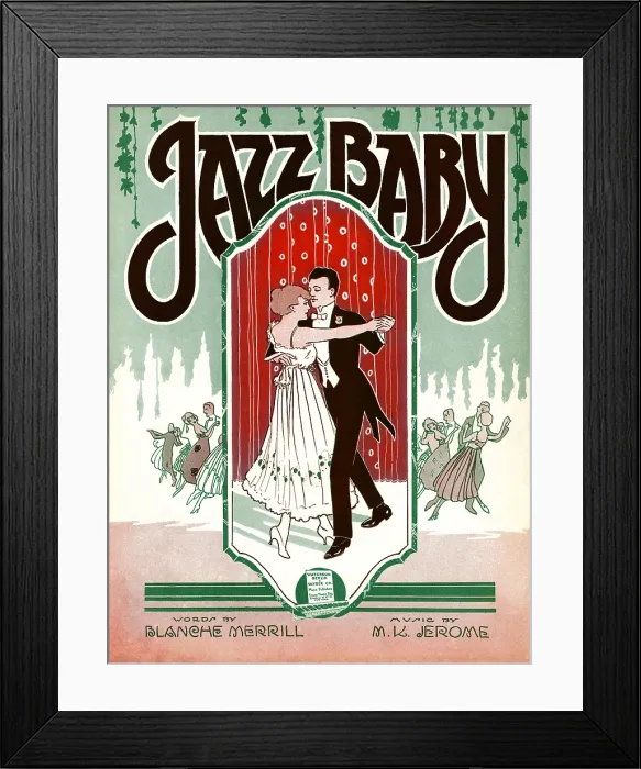 Framed Print : Jazz Baby. Cover to sheet music in the style of Jazz Framed Print : Jazz Baby. Cover to sheet music in the style of Jazz