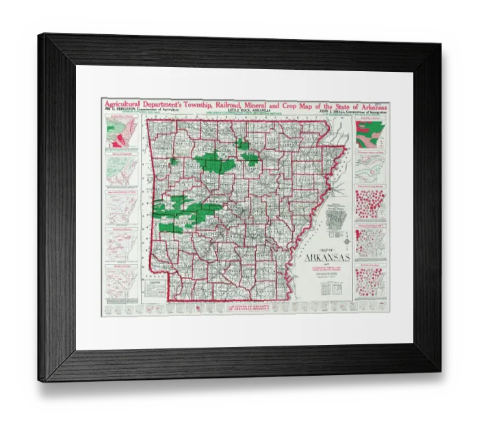 Framed Print : Map of Arkansas: from government and other authentic sources Framed Print : Map of Arkansas: from government and other authentic sources
