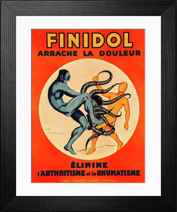 Framed Print : Finidol. Medicine advertising poster promising relief from arthritis and reheumatism Framed Print : Finidol. Medicine advertising poster promising relief from arthritis and reheumatism
