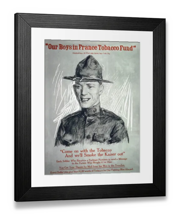 Framed Print : Our Boys In France Tobacco Fund Framed Print : Our Boys In France Tobacco Fund