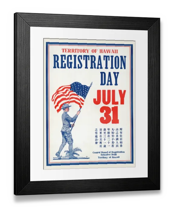 Framed Print : Territory of Hawaii registration day July 31 - Chinese Framed Print : Territory of Hawaii registration day July 31 - Chinese
