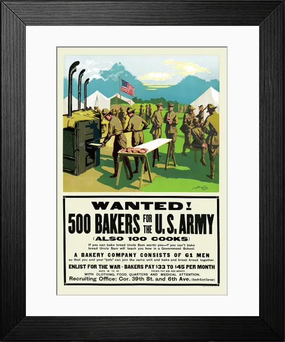 Framed Print : Wanted! 500 bakers for the U.S. Army, (also 100 cooks) Framed Print : Wanted! 500 bakers for the U.S. Army, (also 100 cooks)