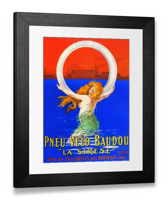 Framed Print : Pneu Velo Baudou ' La Sirene
