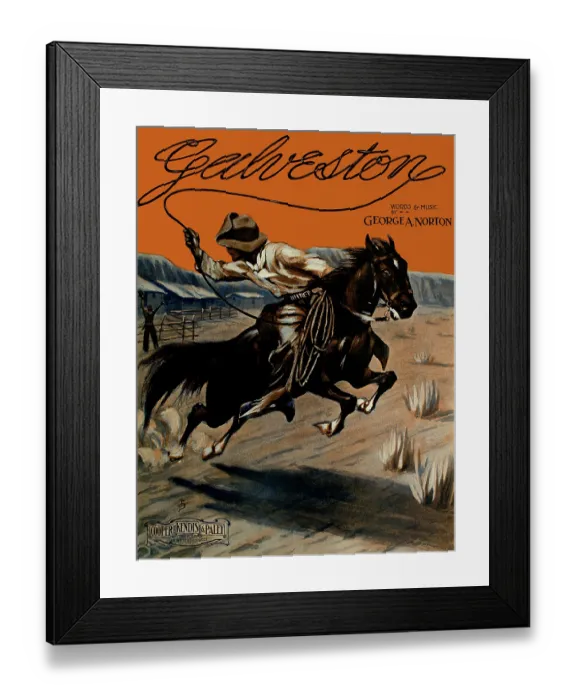 Framed Print : Galveston. Western themed sheet music cover art Framed Print : Galveston. Western themed sheet music cover art