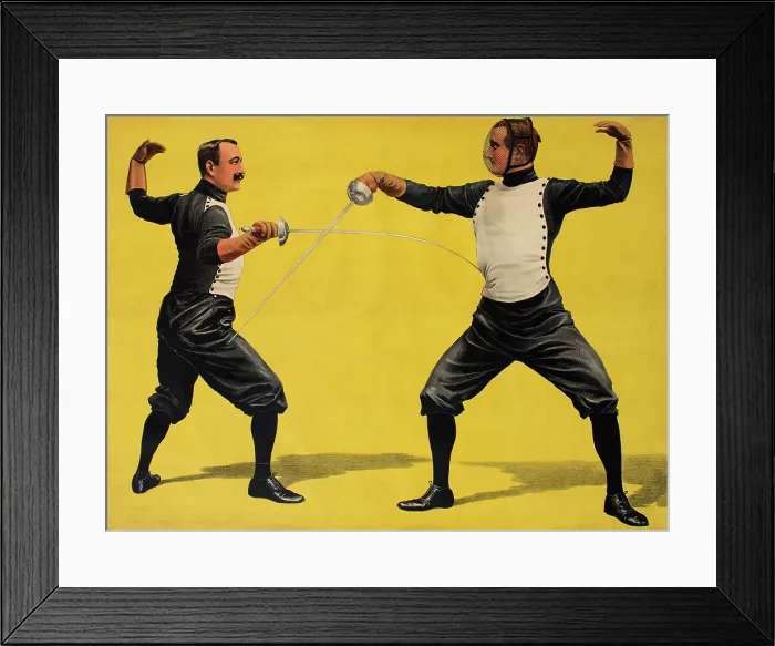 Framed Print : Fencers. Poster of two men fencing. Artist unknown, 1901 Framed Print : Fencers. Poster of two men fencing. Artist unknown, 1901