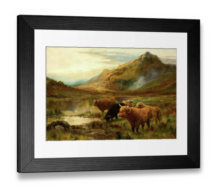 Framed Print : Cattle in a Highland Landscape Framed Print : Cattle in a Highland Landscape