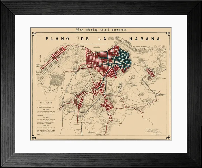 Framed Print : Plano de la Habana Framed Print : Plano de la Habana