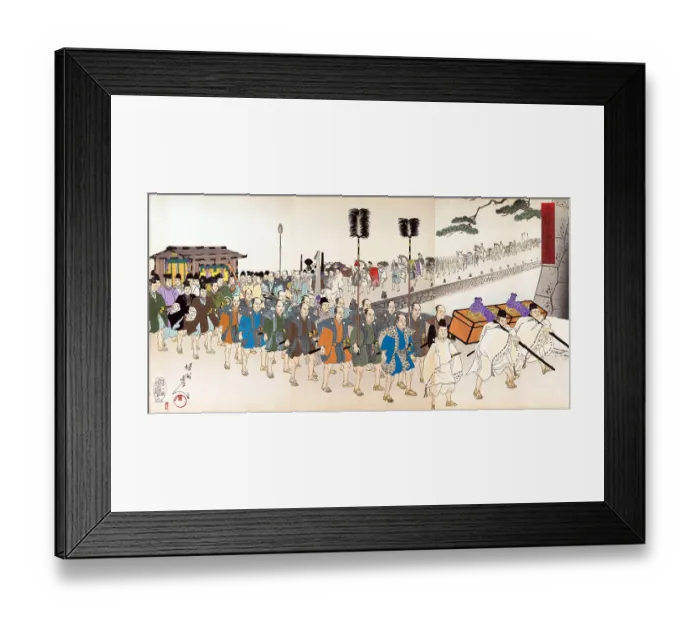 Framed Print : Procession at Chiyoda castle with priests and samurai Framed Print : Procession at Chiyoda castle with priests and samurai