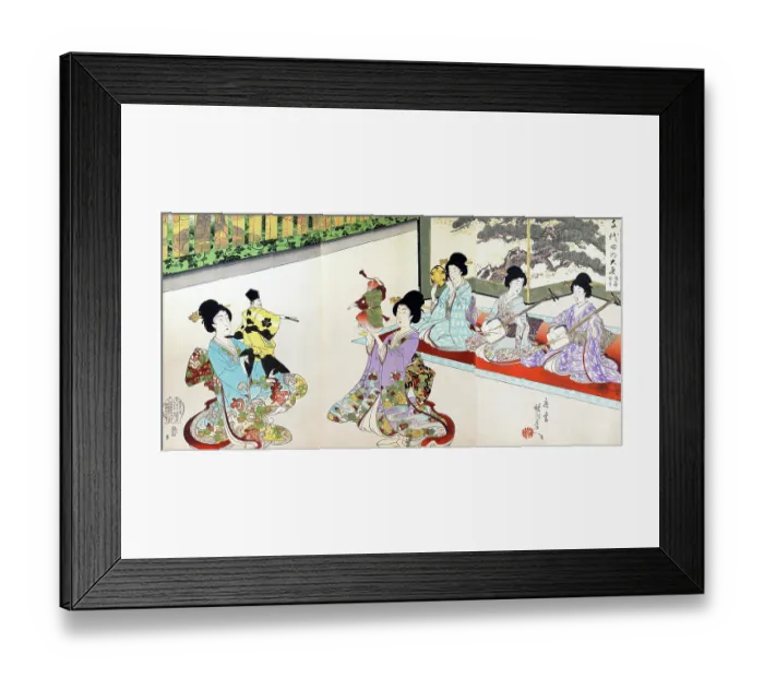 Framed Print : Ladies in Waiting of the Chiyoda Castle: Sword Practice and Puppet Kyōgen Framed Print : Ladies in Waiting of the Chiyoda Castle: Sword Practice and Puppet Kyōgen