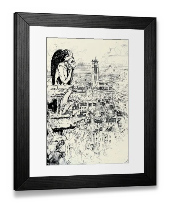 Framed Print : Le Stryge. A sketch for 'The Devils of Notre Dame.' With a detail impression Framed Print : Le Stryge. A sketch for 'The Devils of Notre Dame.' With a detail impression