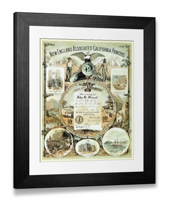 Framed Print : New England Associated California Pioneers of 49 Framed Print : New England Associated California Pioneers of 49