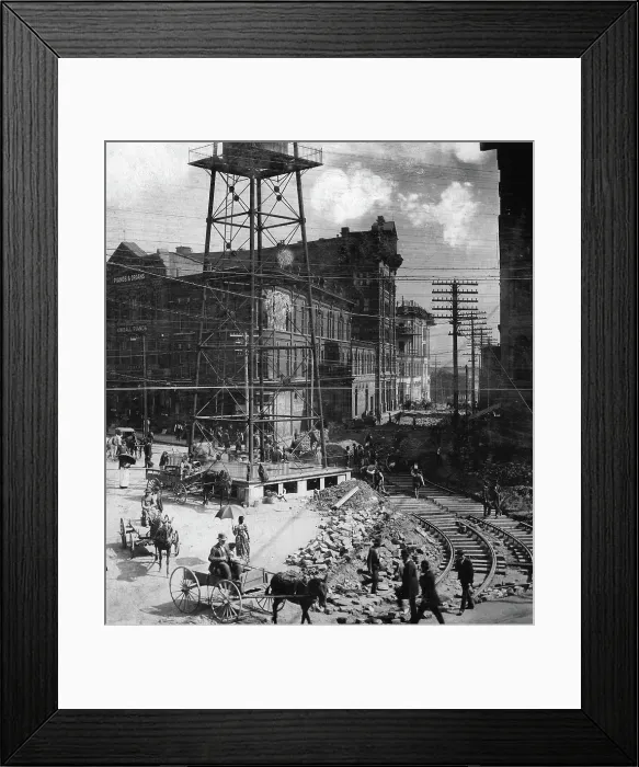Framed Print : Streetcar Lines under construction Framed Print : Streetcar Lines under construction