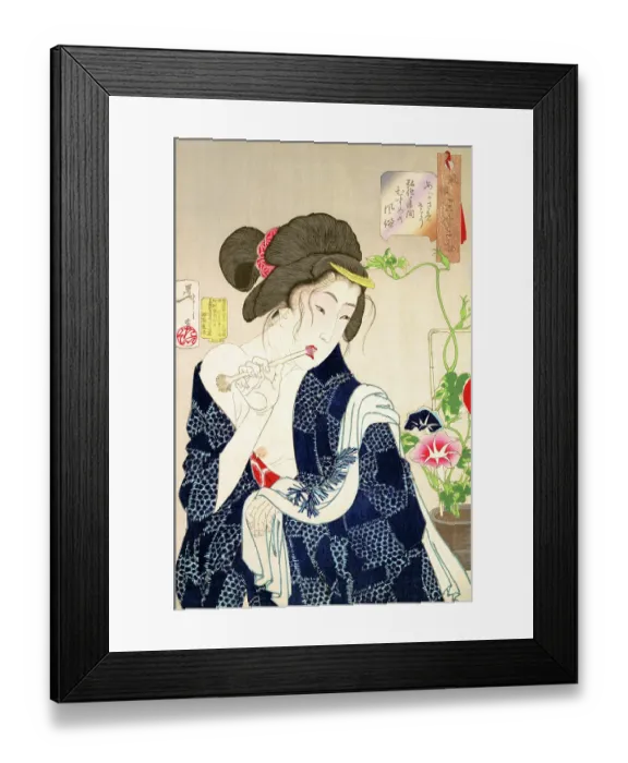 Framed Print : A lass in kimono wakes up Framed Print : A lass in kimono wakes up