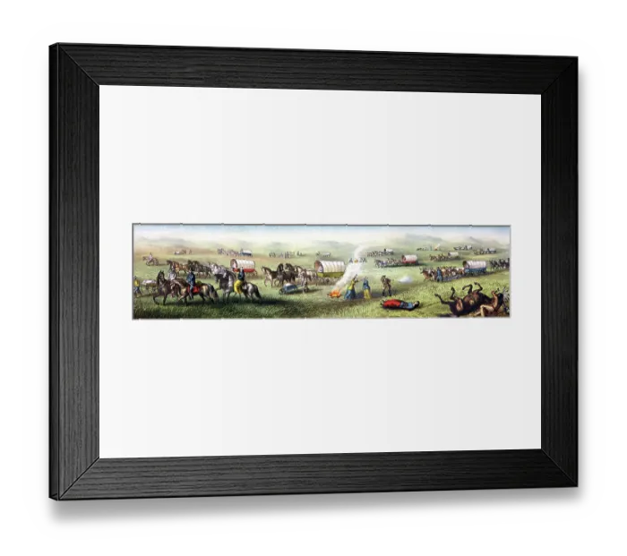 Framed Print : Indian attack on a wagon train Framed Print : Indian attack on a wagon train