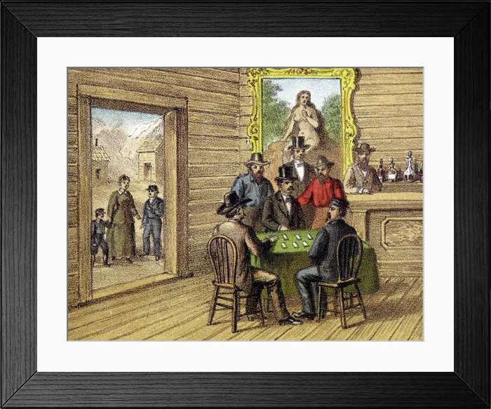 Framed Print : Miners playing cards Framed Print : Miners playing cards