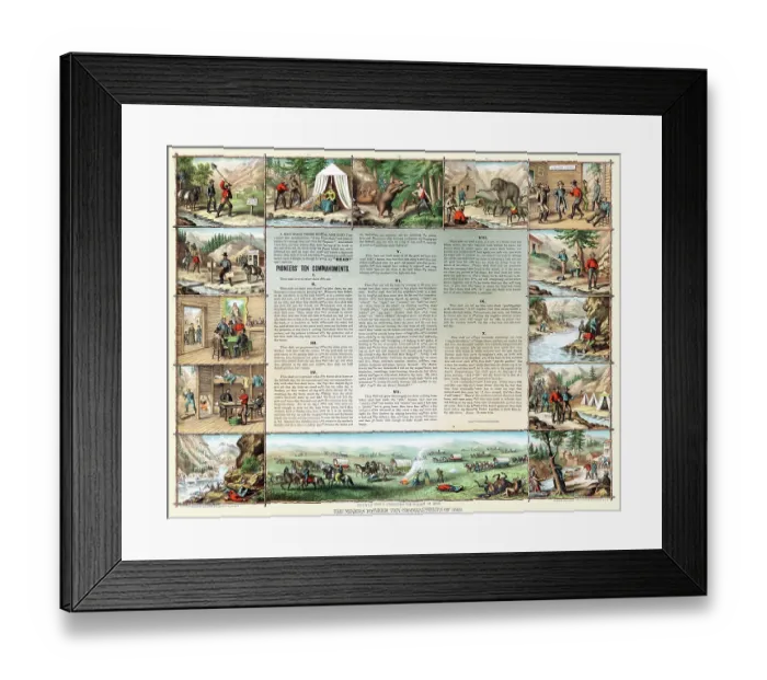 Framed Print : The Miners Pioneer Ten Commandments of 1849 Framed Print : The Miners Pioneer Ten Commandments of 1849