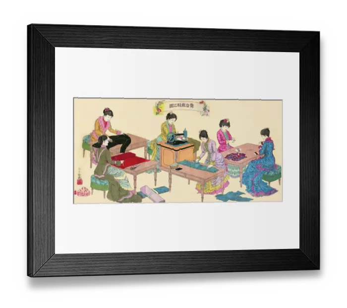 Framed Print : Ladies Sewing Framed Print : Ladies Sewing