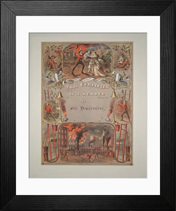 Framed Print : Fireman's certificate Framed Print : Fireman's certificate