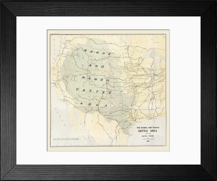 Framed Print : The Range and Ranch Cattle Area