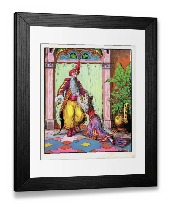 Framed Print : Pleading with Blue Beard Framed Print : Pleading with Blue Beard