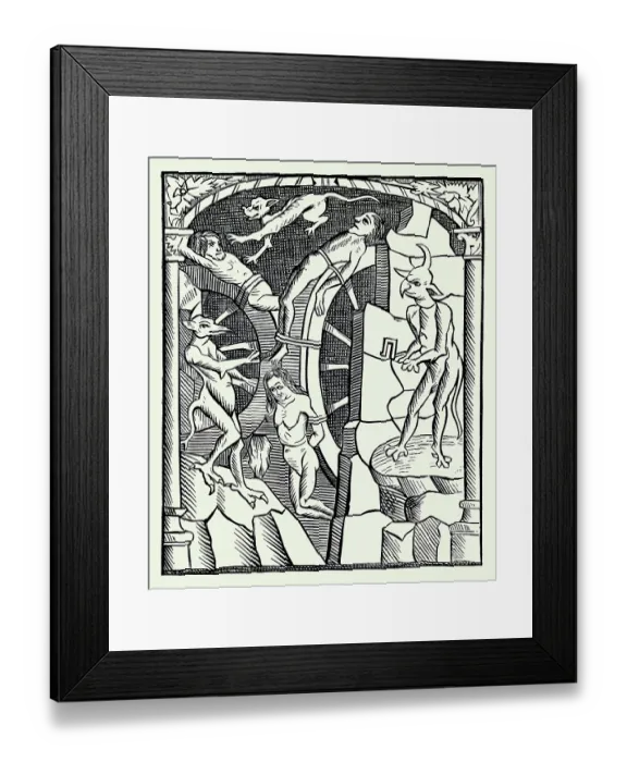 Framed Print : Demons Applying the Torture of the Wheel Framed Print : Demons Applying the Torture of the Wheel