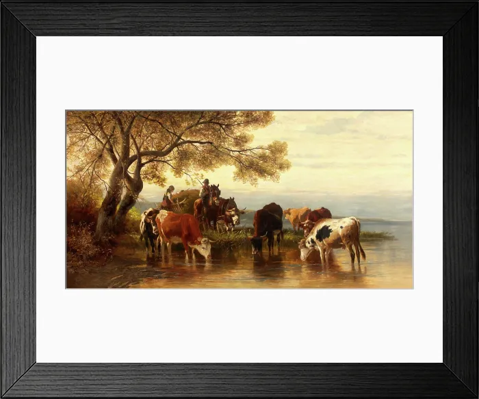 Framed Print : Landscape with Peasants and Cattle, 1880 Framed Print : Landscape with Peasants and Cattle, 1880