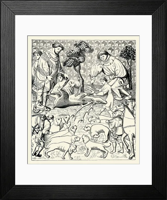 Framed Print : The Way to Skin and Cut up a Stag Framed Print : The Way to Skin and Cut up a Stag