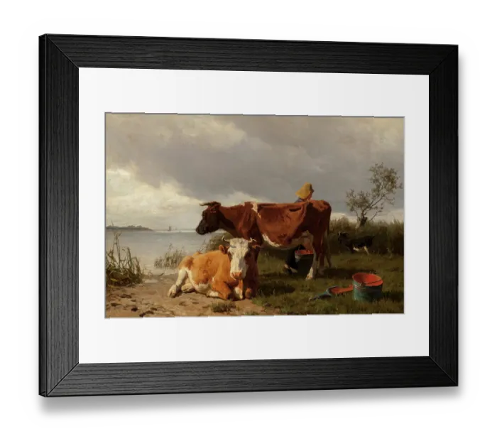 Framed Print : Cattle and Dairy Maid Framed Print : Cattle and Dairy Maid
