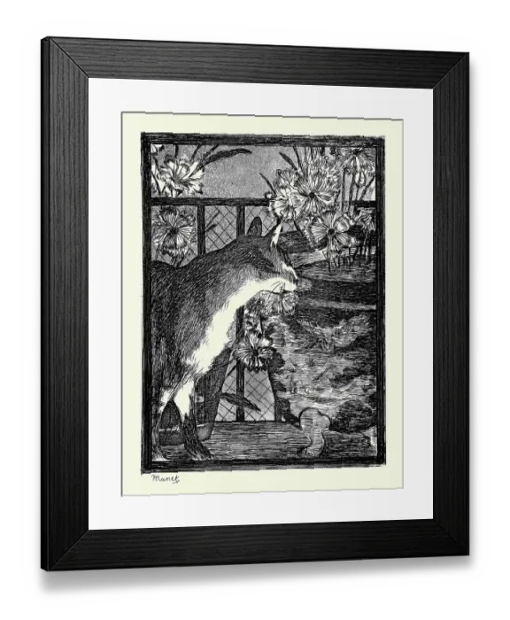 Framed Print : Cat and Flowers Framed Print : Cat and Flowers