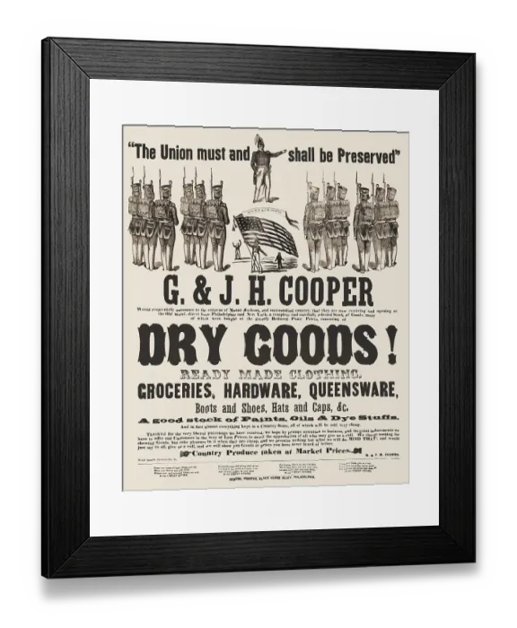 Framed Print : Dry Goods. Advertising broadside for dry goods Framed Print : Dry Goods. Advertising broadside for dry goods