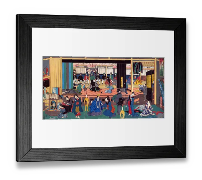 Framed Print : Foreigners Enjoying Children's Kabuki at the Gankirō Tea House