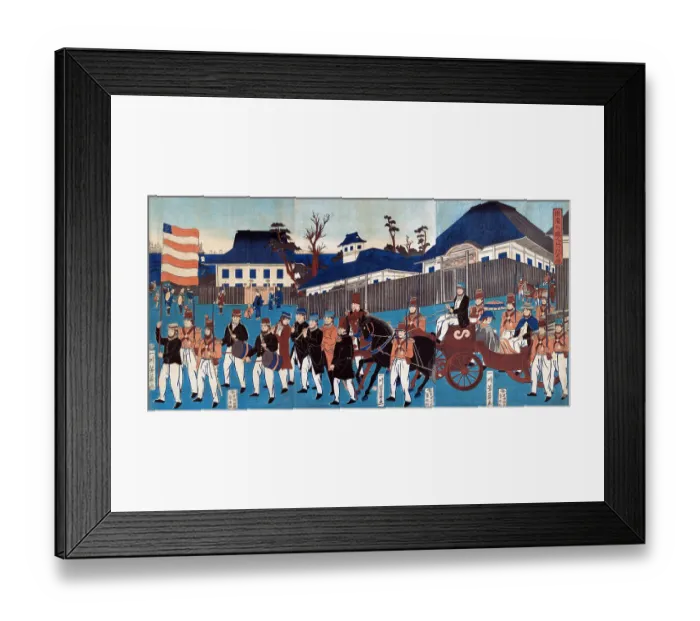 Framed Print : Procession of Foreigners in Yokohama Framed Print : Procession of Foreigners in Yokohama