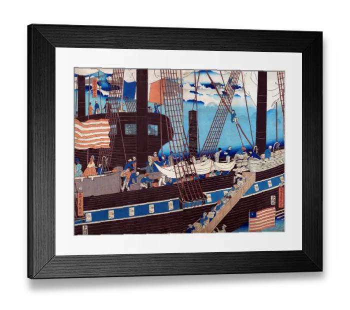 Framed Print : Yokohama Westerners landing cargo