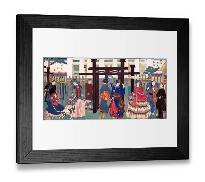 Framed Print : Namban, Foreign business establishment in Yokohama