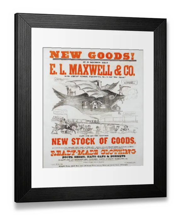 Framed Print : New Goods. Advertising broadside for dry goods Framed Print : New Goods. Advertising broadside for dry goods