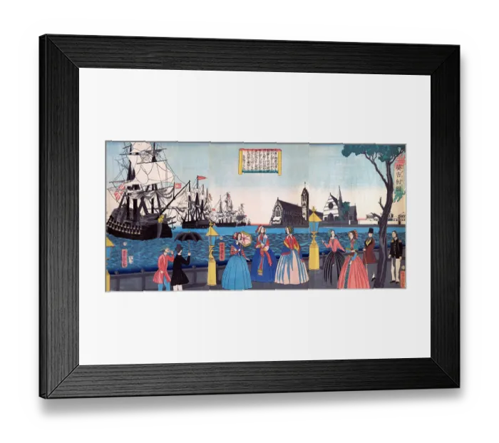 Framed Print : England. English Port. Utagawa Yoshitora was a designer of ukiyo-e Japanese Framed Print : England. English Port. Utagawa Yoshitora was a designer of ukiyo-e Japanese